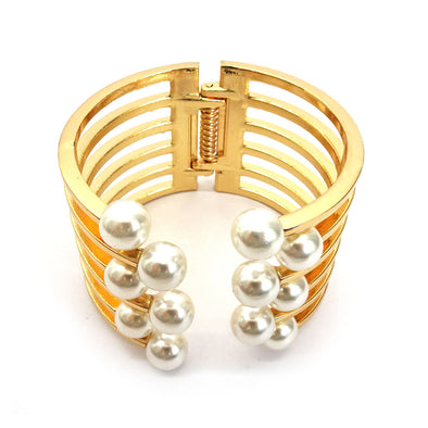 Metal with Pearl Cuff Bracelet