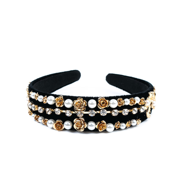 Pearl Rose Velvet Headband