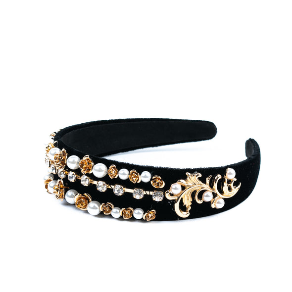 Pearl Rose Velvet Headband