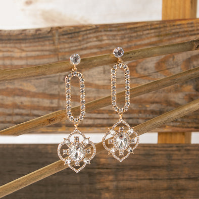 Melody Long Rhinestone  Earrings