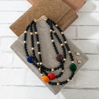 Candy Beaded Layer Necklace Set