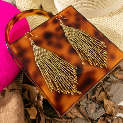 Melonie Beaded Tassel Earrings