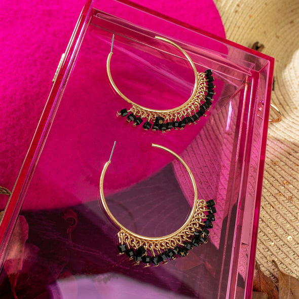Perla Crystal Beads Hoop Earrings