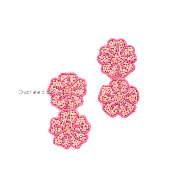 Double Flower Beaded Earrings