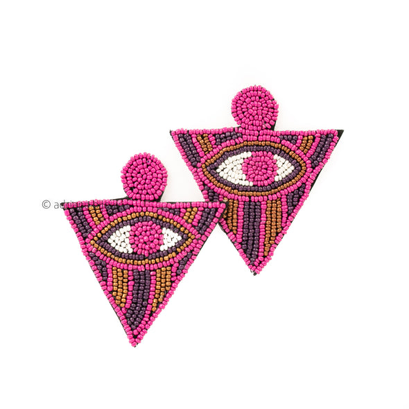 Evil Eye Triangle Beaded Earrings