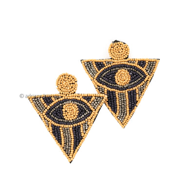 Evil Eye Triangle Beaded Earrings