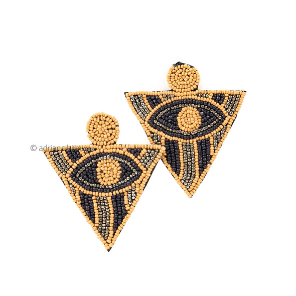 Evil Eye Triangle Beaded Earrings