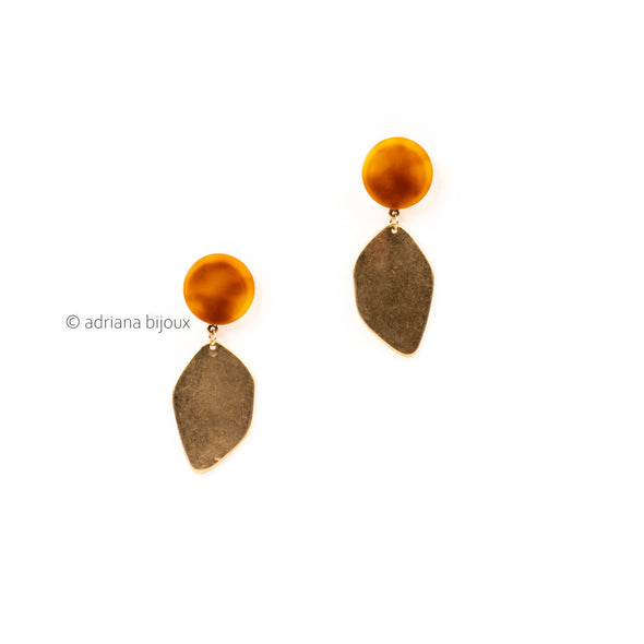 Brushed Gold Drop Earrings