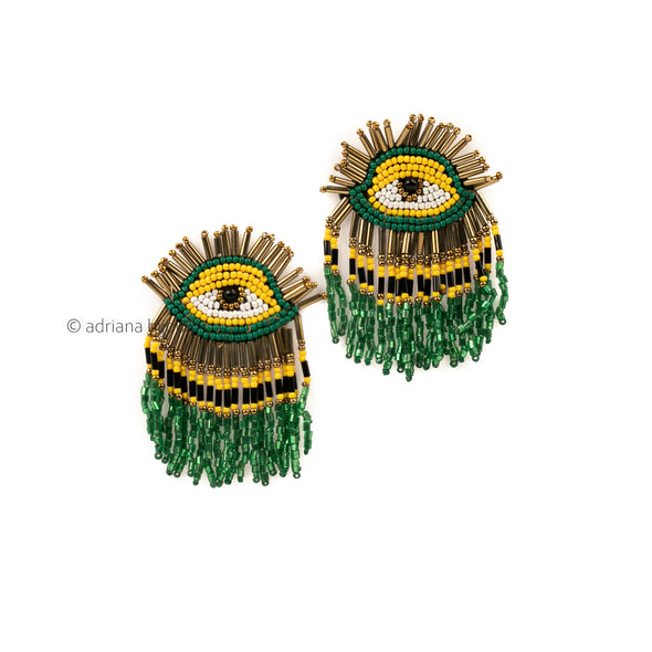 Evil Eye Tassel Beaded Earrings