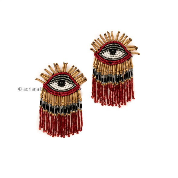Evil Eye Tassel Beaded Earrings