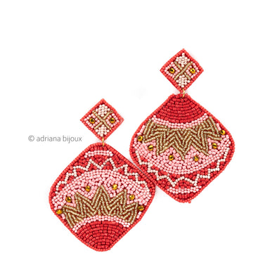 Coral Beaded Earrings