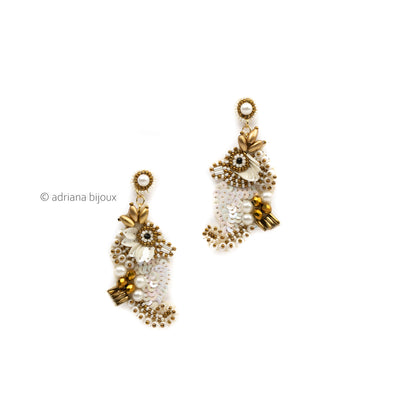 White Seahorse Beaded Earrings