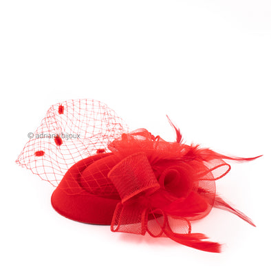 Floral Feather Mesh Derby Headpiece