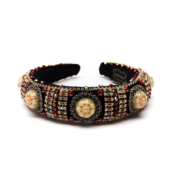 Velvet Padded Rhinestone Multicolor Headband