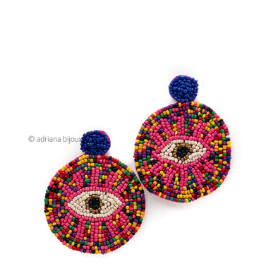 Evil Eye Muiticolored Beaded Earrings
