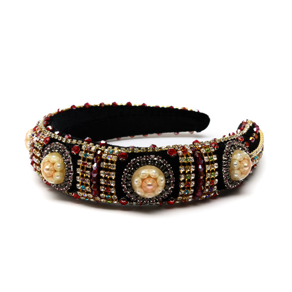 Velvet Padded Rhinestone Multicolor Headband