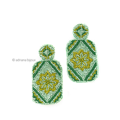 Rectangular Colorful Beaded Earrings