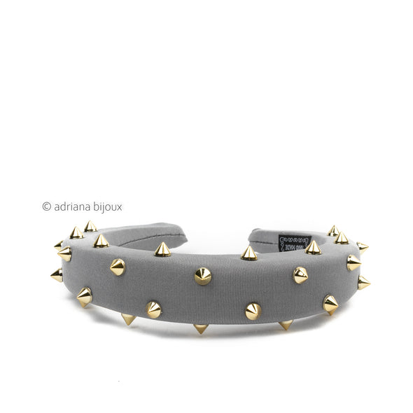Grey Gold Studded Padded Headband