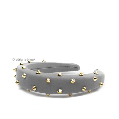 Grey Gold Studded Padded Headband