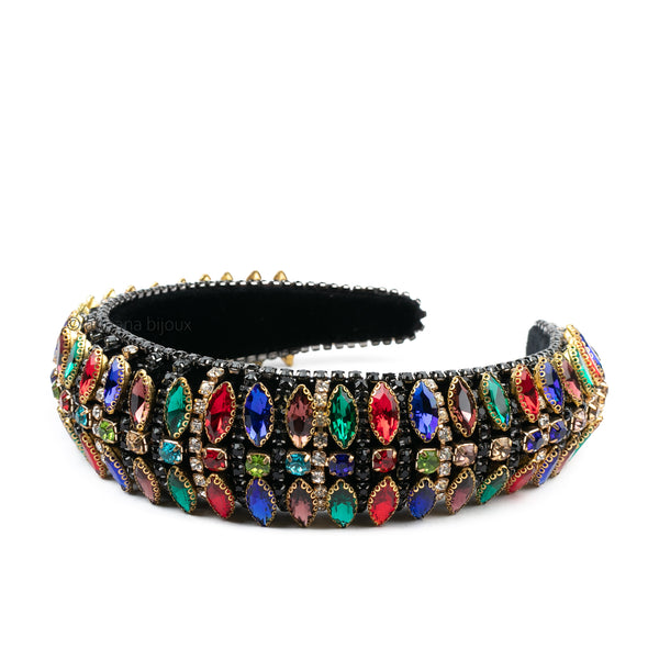 Wide Bejeweled Colorful Headband