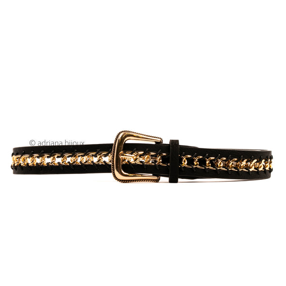 Faux Leather Chain Belt