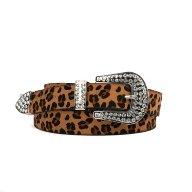 Rhinestone Leopard Thin Belt