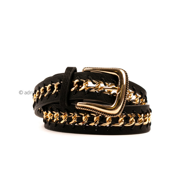 Faux Leather Chain Belt