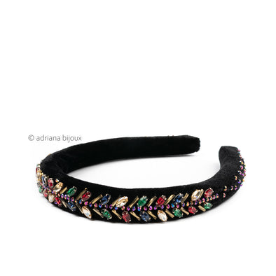 Beaded Multi Color Velvet Headband