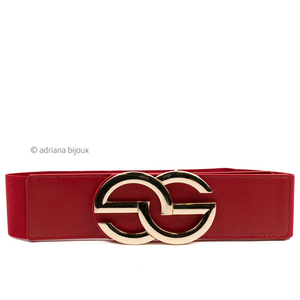 Large Golden Buckle Elastic Belt