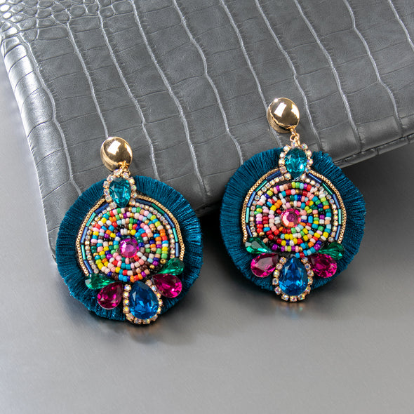 Hailey Round Tassel Earrings