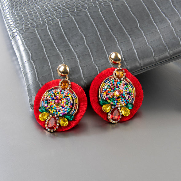 Hailey Round Tassel Earrings