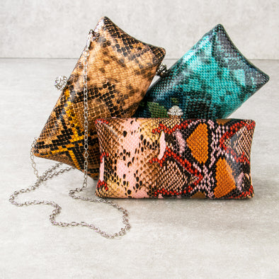 Giorgia Snake Print Clutch Bag