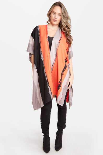 Color Striped Silky Feel Kimono
