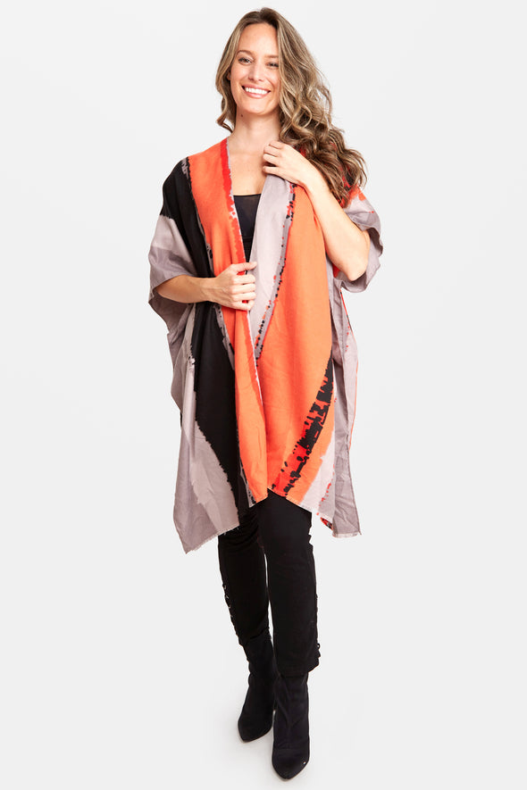 Color Striped Silky Feel Kimono