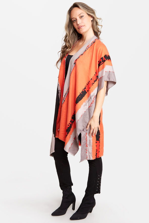 Color Striped Silky Feel Kimono