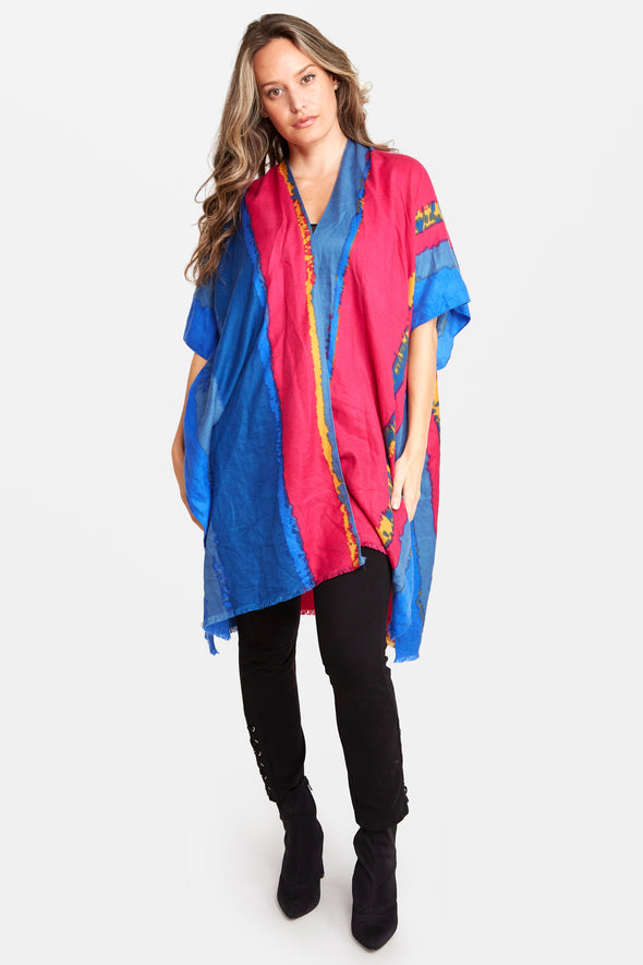 Color Striped Silky Feel Kimono