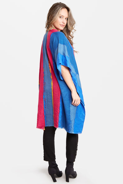 Color Striped Silky Feel Kimono