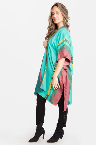 Color Striped Silky Feel Kimono