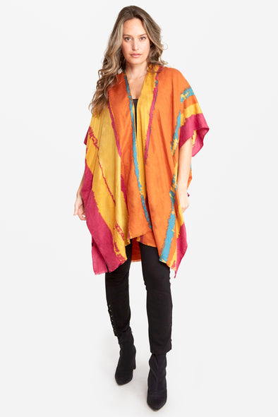 Color Striped Silky Feel Kimono