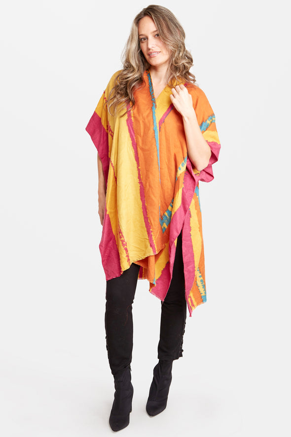 Color Striped Silky Feel Kimono