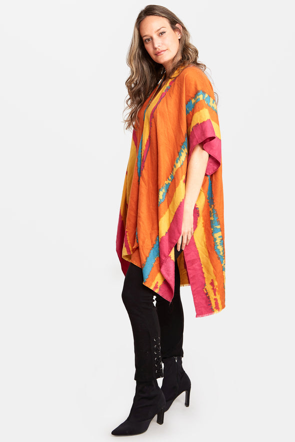 Color Striped Silky Feel Kimono