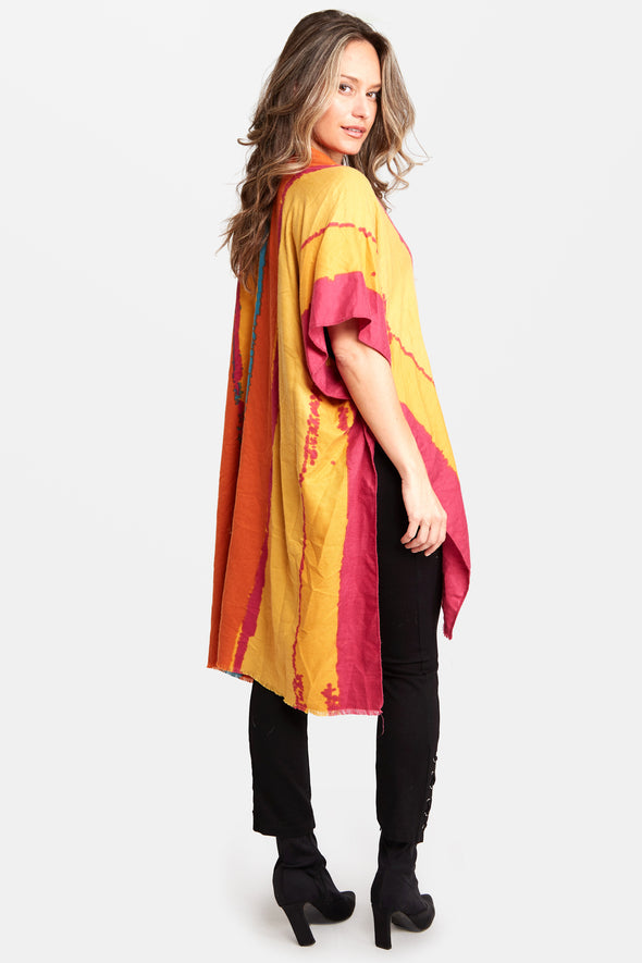 Color Striped Silky Feel Kimono
