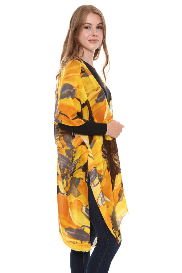 Lily Print Silky Feel Kimono