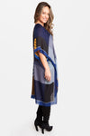 Color Block Stripe & Houndstooth Kimono Blue