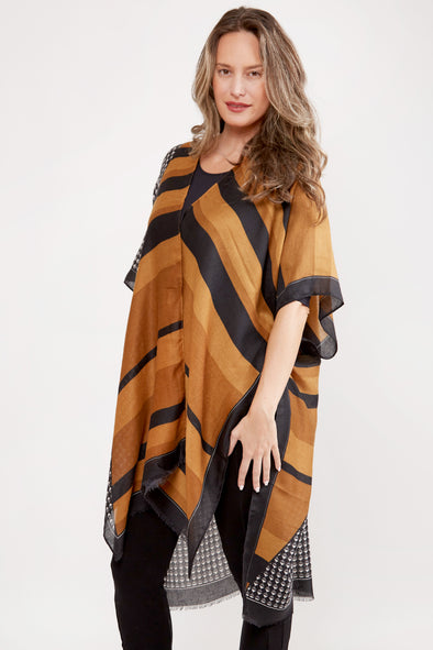 Stripe Pattern Kimono Black