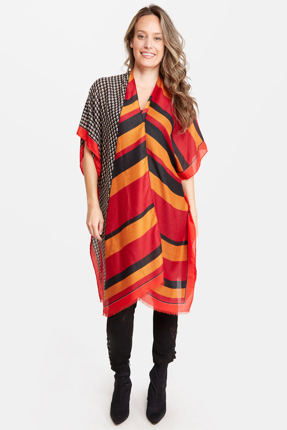 Stripe Pattern Kimono Red
