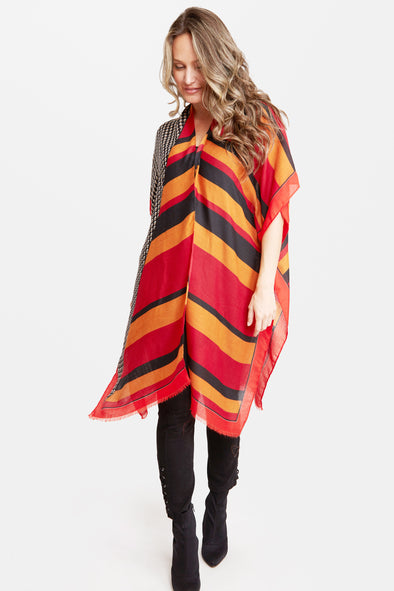 Stripe Pattern Kimono Red