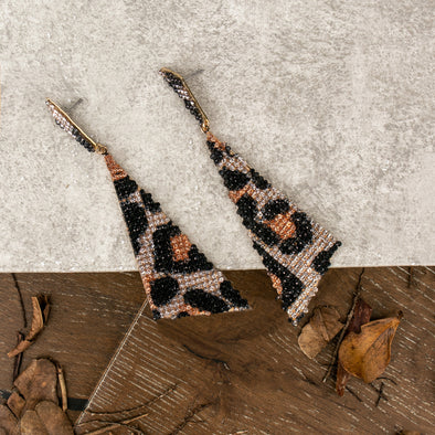 Aggie Geometric Shape Animal Print Rhinestones Earrings