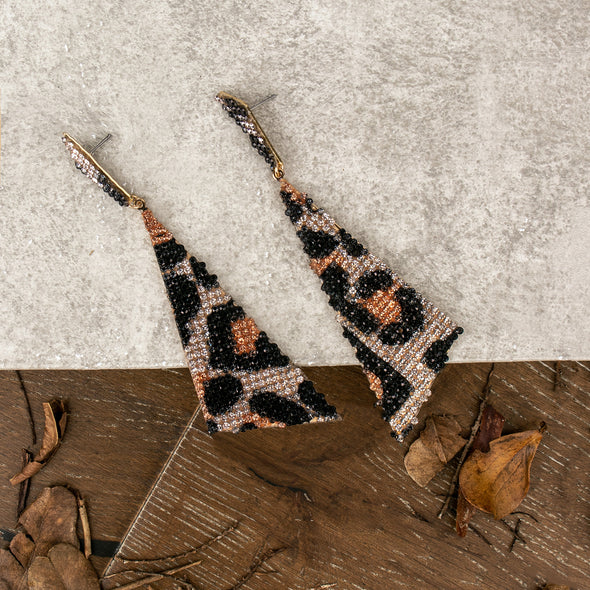 Aggie Geometric Shape Animal Print Rhinestones Earrings