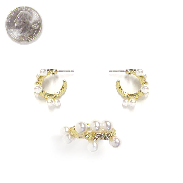 Metal & Pearl Hoop Earrings 10018